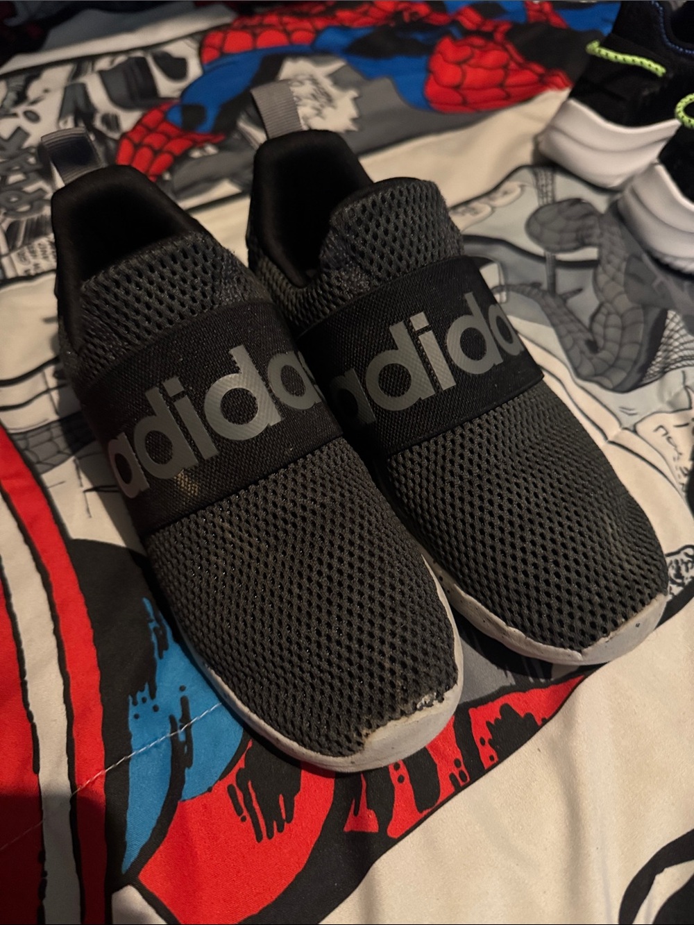 adidas Kids Black Slip-On Mesh Sneakers
